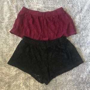 Forever 21 lace shorts (black & burgundy) 2 for price of 1